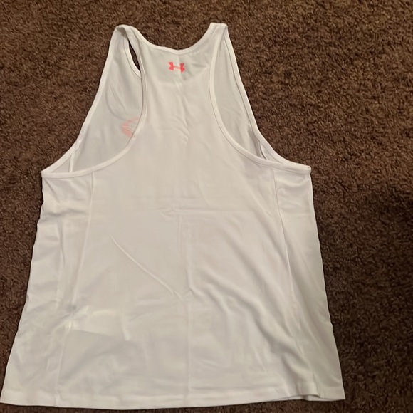 Never worn. Beautiful white with bright peach Wms M longer length tank top - Picture 4 of 5